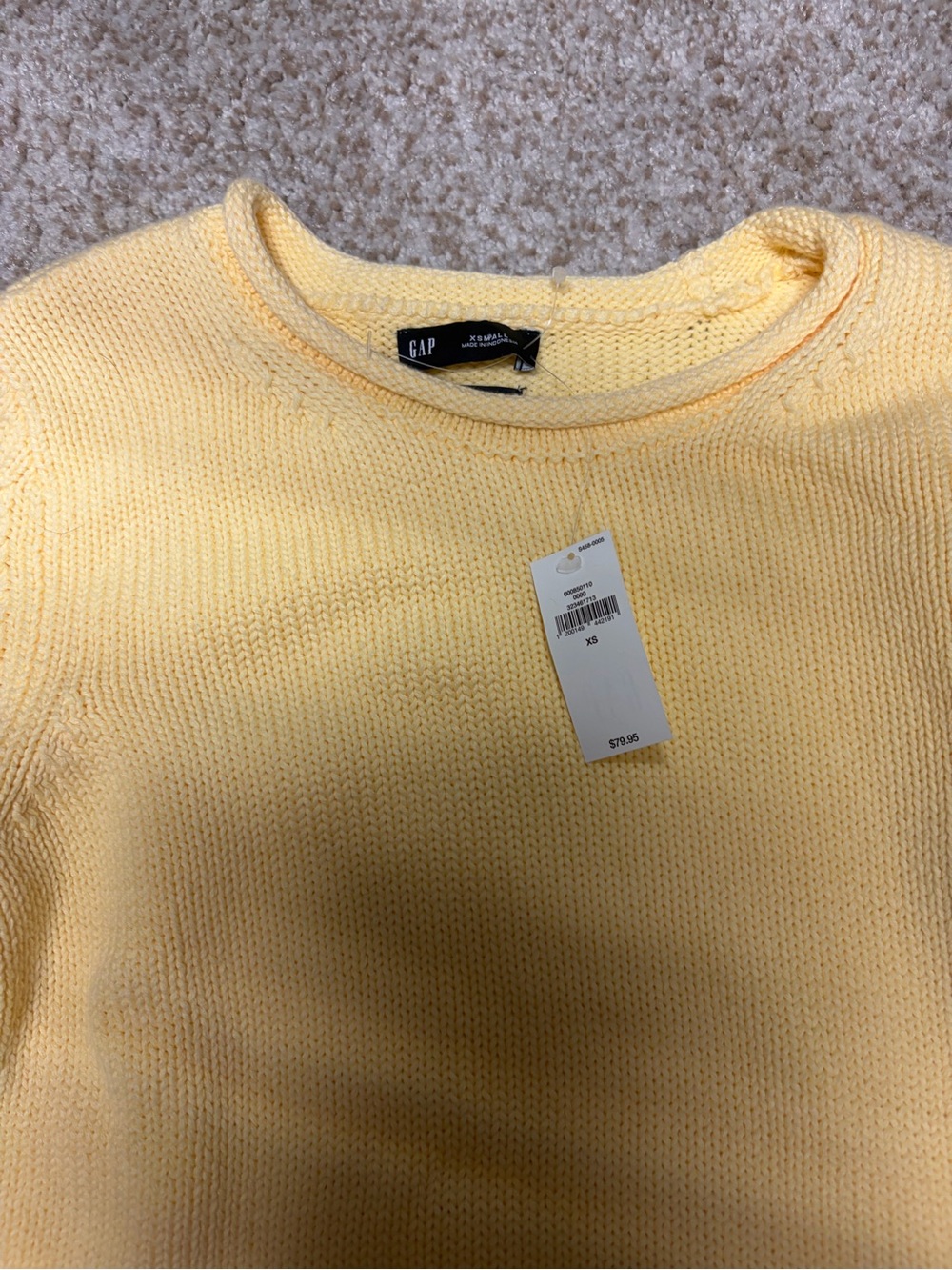 NWT GAP 100% Cotton Rollneck Butter Yellow Maize Crewneck Sweater Sz XS - Picture 6 of 12